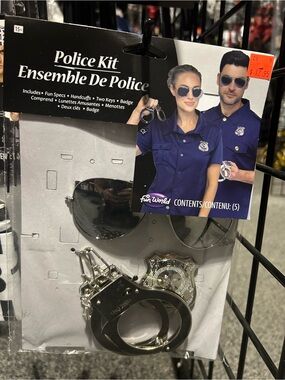Police Costume Accessory Kit - Silver Handcuffs, Badge & Black Sunglasses